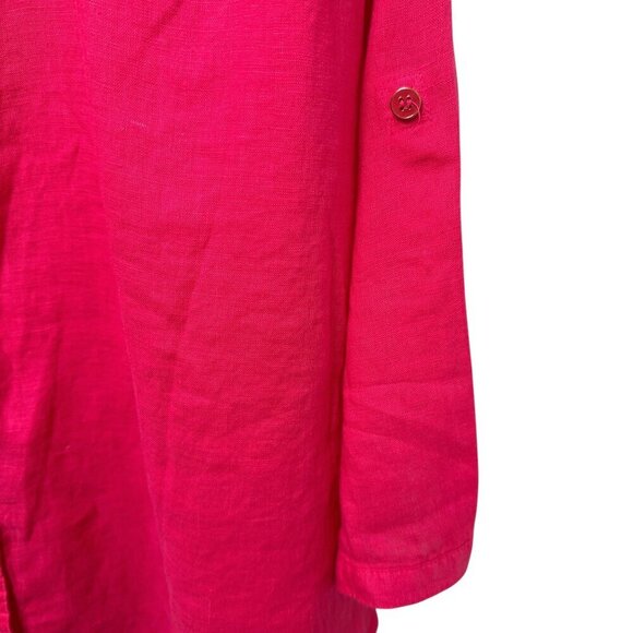 JM Collection 100% Linen Top Plus Size 22W Pink Tunic Blouse Button Front - Picture 6 of 11